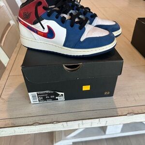 Nike Air Jordan 1 Mid SE Blue Red White Sneakers